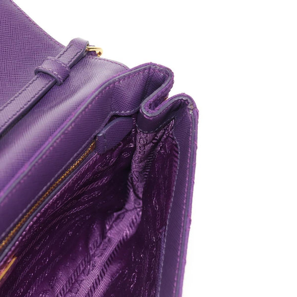 PRADA Chain Shoulder Bag Nylon Purple Gold Auth 154699V