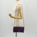 PRADA Chain Shoulder Bag Nylon Purple Gold Auth 154699V-25