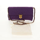 PRADA Chain Shoulder Bag Nylon Purple Gold Auth 154699V-12