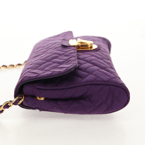 PRADA Chain Shoulder Bag Nylon Purple Gold Auth 154699V