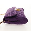 PRADA Chain Shoulder Bag Nylon Purple Gold Auth 154699V-3