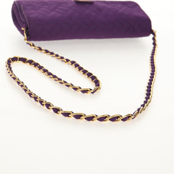 PRADA Chain Shoulder Bag Nylon Purple Gold Auth 154699V