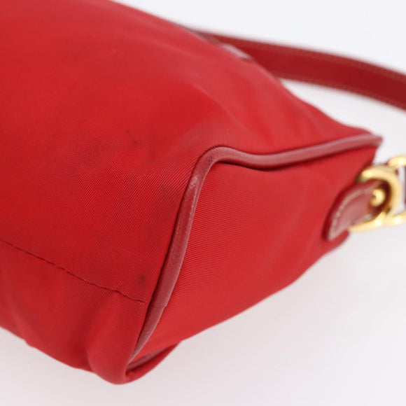 PRADA Umhängetasche Nylon Rot Gold Auth 154700V