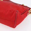 PRADA Shoulder Bag Nylon Red Gold Auth 154700V-12