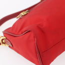 PRADA Shoulder Bag Nylon Red Gold Auth 154700V-13