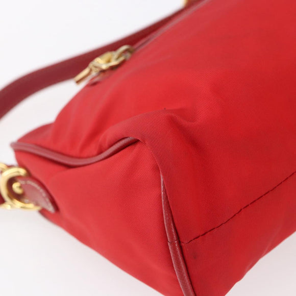 PRADA Umhängetasche Nylon Rot Gold Auth 154700V