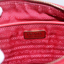 PRADA Shoulder Bag Nylon Red Gold Auth 154700V-16