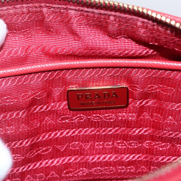 PRADA Shoulder Bag Nylon Red Gold Auth 154700V
