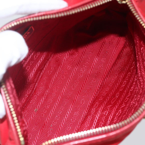 PRADA Shoulder Bag Nylon Red Gold Auth 154700V