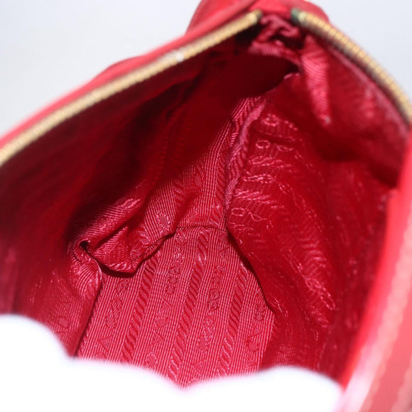 PRADA Shoulder Bag Nylon Red Gold Auth 154700V