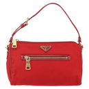 PRADA Shoulder Bag Nylon Red Gold Auth 154700V-2
