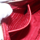 PRADA Shoulder Bag Nylon Red Gold Auth 154700V-20