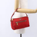 PRADA Shoulder Bag Nylon Red Gold Auth 154700V-24