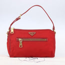 PRADA Shoulder Bag Nylon Red Gold Auth 154700V-25