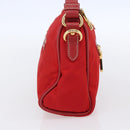 PRADA Shoulder Bag Nylon Red Gold Auth 154700V-4