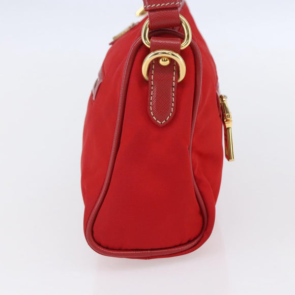 PRADA Umhängetasche Nylon Rot Gold Auth 154700V