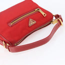 PRADA Shoulder Bag Nylon Red Gold Auth 154700V-7