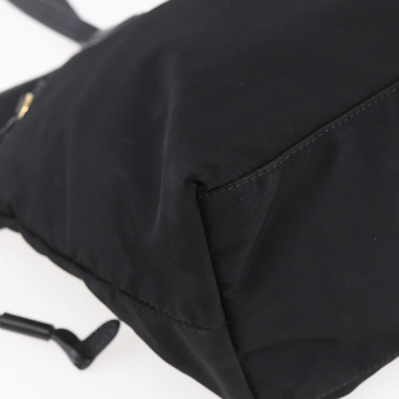 PRADA Tote Bag Nylon Black Gold Auth 154701