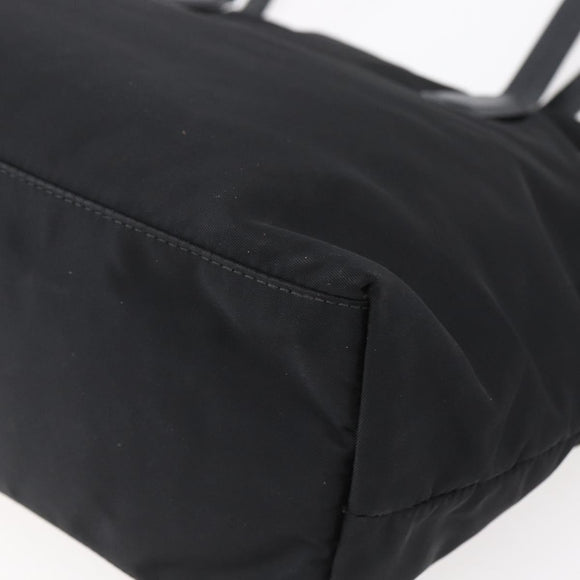 PRADA Tote Bag Nylon Black Gold Auth 154701