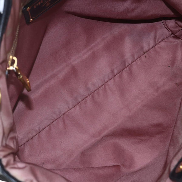 PRADA Tote Bag Nylon Black Gold Auth 154701