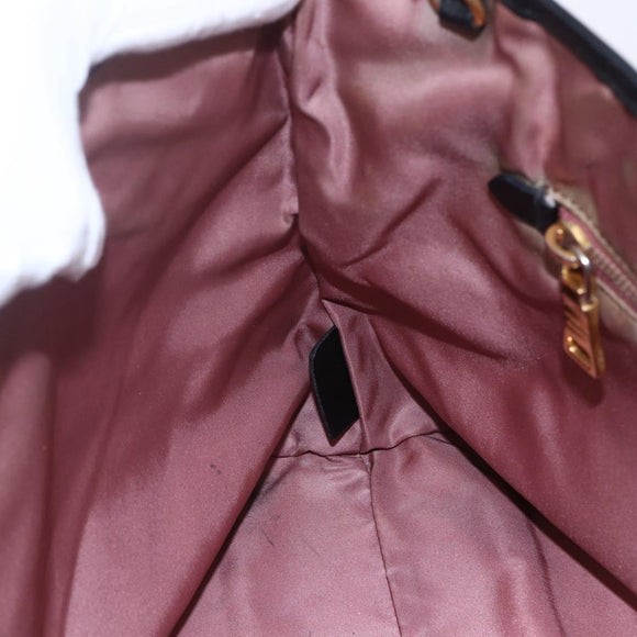 PRADA Tote Bag Nylon Black Gold Auth 154701