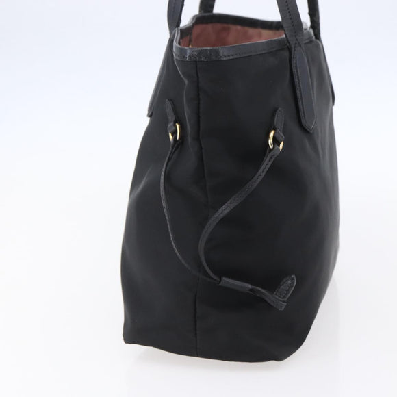 PRADA Tote Bag Nylon Black Gold Auth 154701