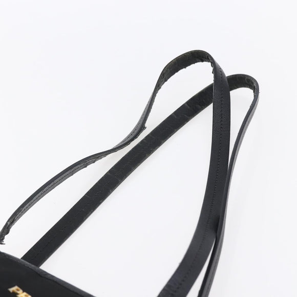PRADA Tote Bag Nylon Black Gold Auth 154701