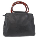 CHANEL COCO Mark Hand Bag Leather Black CC Auth 154703-1