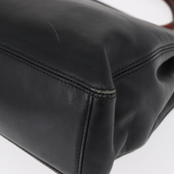 CHANEL COCO Mark Hand Bag Leather Black CC Auth 154703A