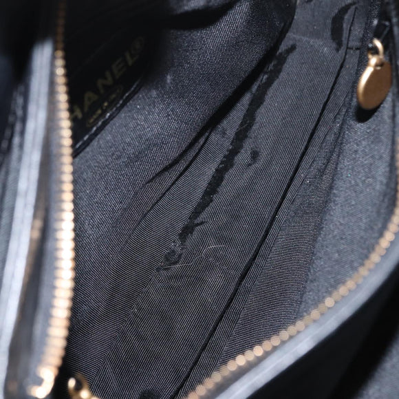 CHANEL COCO Mark Hand Bag Leather Black CC Auth 154703A