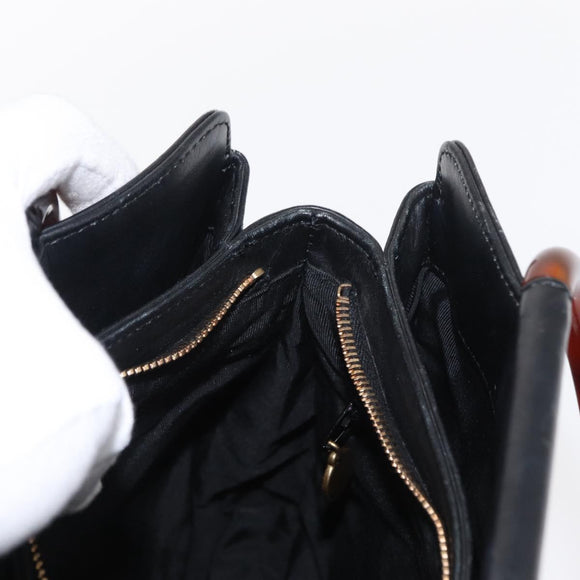 CHANEL COCO Mark Hand Bag Leather Black CC Auth 154703