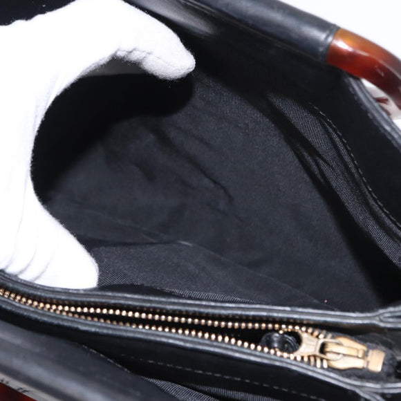 CHANEL COCO Mark Hand Bag Leather Black CC Auth 154703