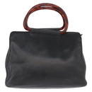 CHANEL COCO Mark Hand Bag Leather Black CC Auth 154703-2