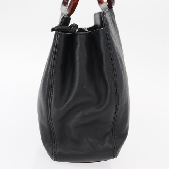 CHANEL COCO Mark Hand Bag Leather Black CC Auth 154703