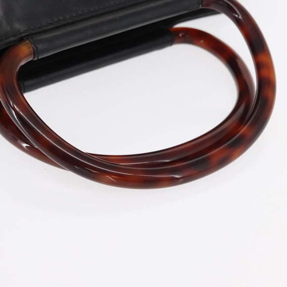 CHANEL COCO Mark Hand Bag Leather Black CC Auth 154703