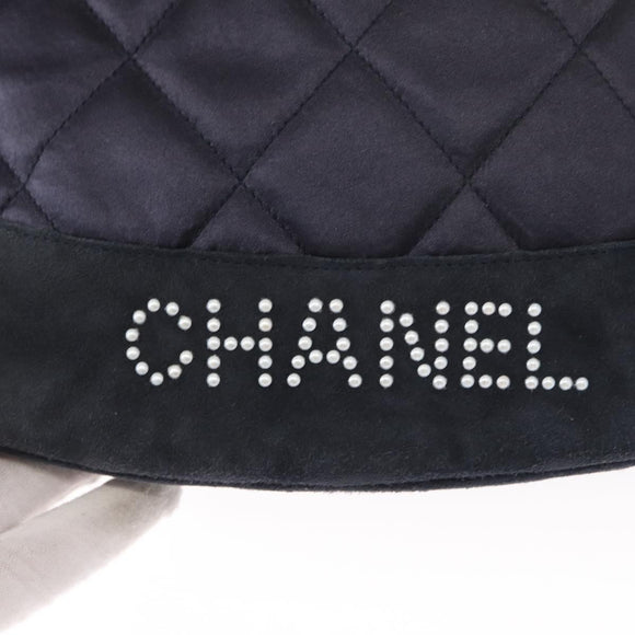 CHANEL Matelasse Backpack Satin Navy CC Auth 154704