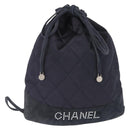 CHANEL Matelasse Backpack Satin Navy CC Auth 154704-1