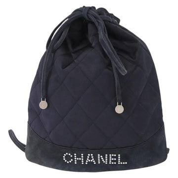 CHANEL Matelasse Backpack Satin Navy CC Auth 154704 - 0