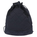 CHANEL Matelasse Backpack Satin Navy CC Auth 154704-2