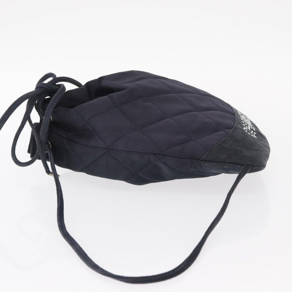 CHANEL Matelasse Backpack Satin Navy CC Auth 154704