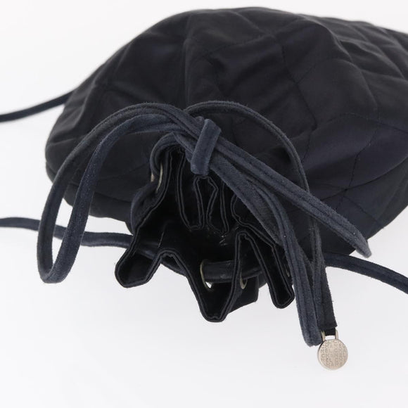 CHANEL Matelasse Backpack Satin Navy CC Auth 154704