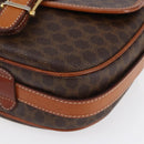 CELINE Macadam Canvas Shoulder Bag PVC Leather Brown Gold Auth 154705-10
