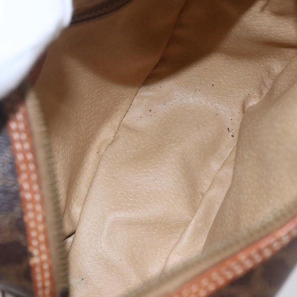 CELINE Macadam Canvas Shoulder Bag PVC Leather Brown Gold Auth 154705