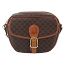 CELINE Macadam Canvas Shoulder Bag PVC Leather Brown Gold Auth 154705-2