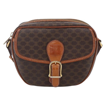 CELINE Macadam Canvas Shoulder Bag PVC Leather Brown Gold Auth 154705 - 0