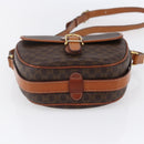 CELINE Macadam Canvas Shoulder Bag PVC Leather Brown Gold Auth 154705-9