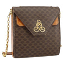 CELINE Macadam Canvas Shoulder Bag PVC Leather Brown Gold Auth 154706-1