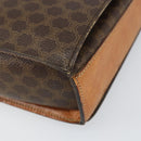 CELINE Macadam Canvas Shoulder Bag PVC Leather Brown Gold Auth 154706-11