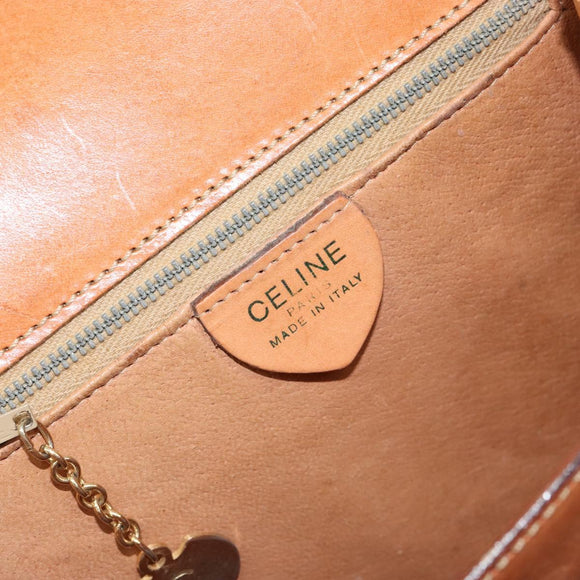 CELINE Macadam Canvas Shoulder Bag PVC Leather Brown Gold Auth 154706