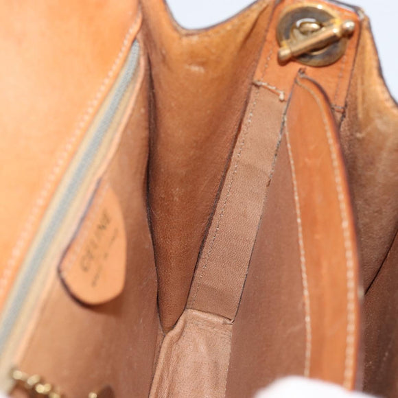 CELINE Macadam Canvas Shoulder Bag PVC Leather Brown Gold Auth 154706